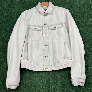 Diesel Men's Medium Light Wash Blue Denim Jacket Trucker Style Cotton Boxy